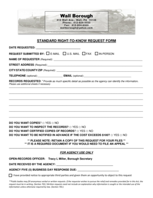 Standard Right-to-Know Request Form
