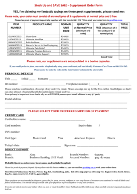Supplement Order Form