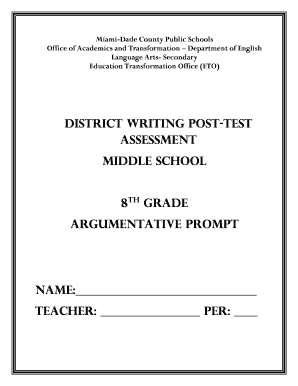 8th Grade Argumentative Writing Assessment