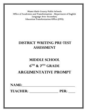 Miami-Dade County District Writing Pre-Test