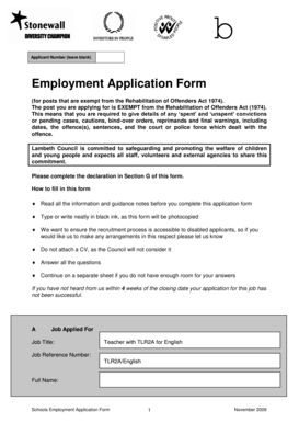 Schools Employment Application Form