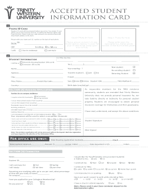 Student Information Card