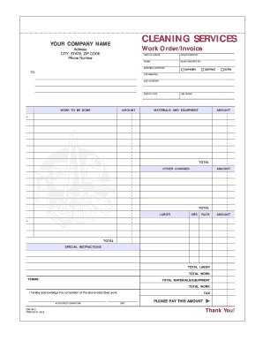 Cleaning Services Work Order Invoice