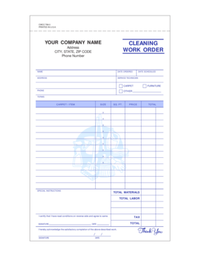 Cleaning Service Work Order Form
