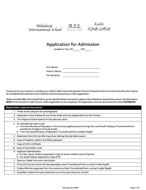 Application for Admission