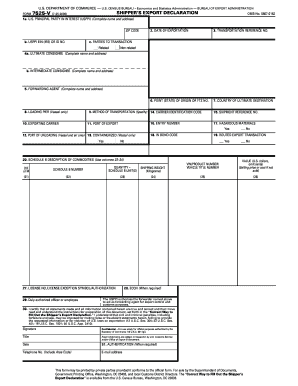 Shipper's Export Declaration Form 7525-V