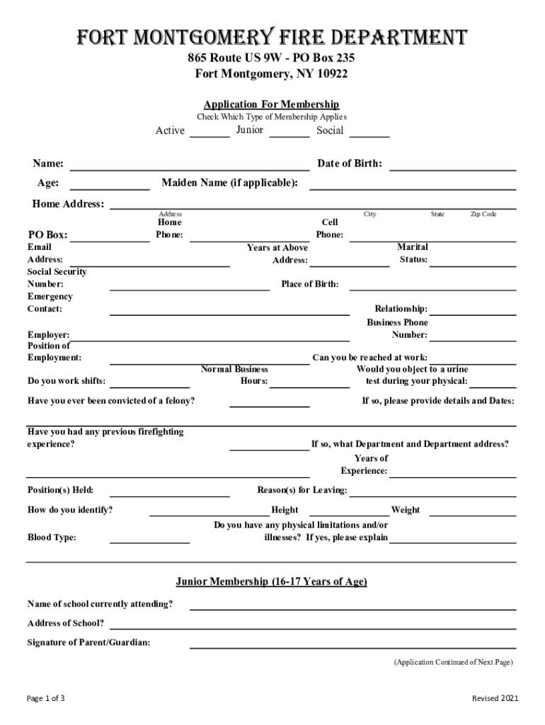Fort Montgomery Fire Department in Fort Montgomery, NY Fill out & sign