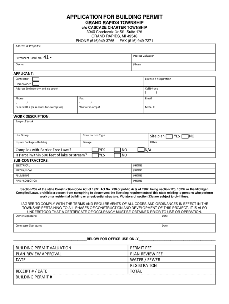 DocHub form-library180109-lowellGet Lowell Charter Township Mechanical Permit Application Form Preview on Page 1