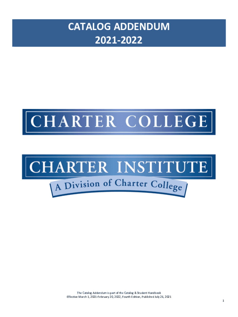 Fillable Online CATALOG SUPPLEMENT 20212022 The Catalog Addendum