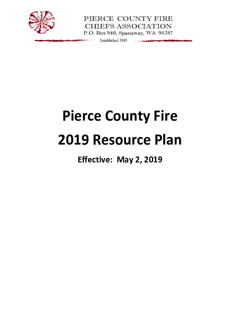 Fillable Online PIERCE COUNTY FIRE SERVICE EMERGENCY RESOURCE PLAN Fax