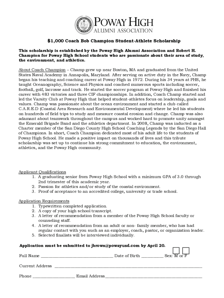 Scholarship Application - Life Coach Spotter Scholarship Preview on Page 1