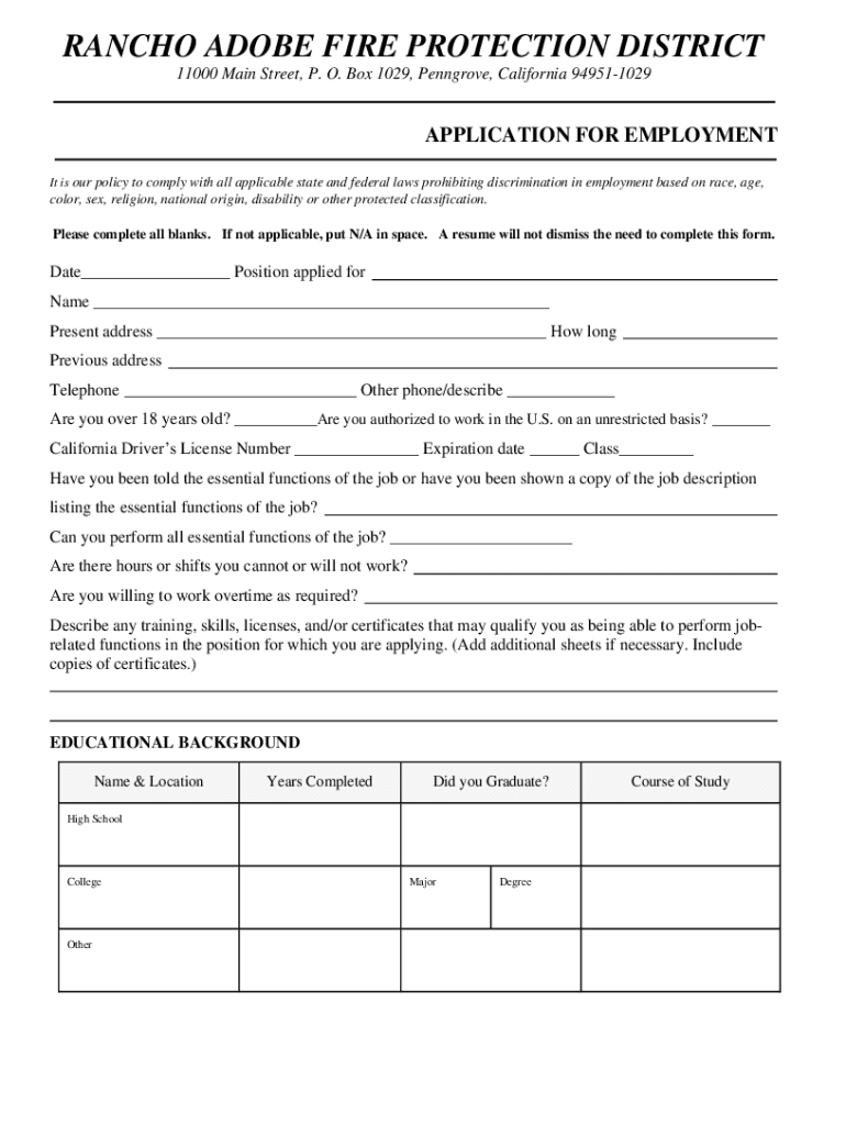 Rancho Adobe Fire Protection District - Rancho Adobe Fire Preview on Page 1