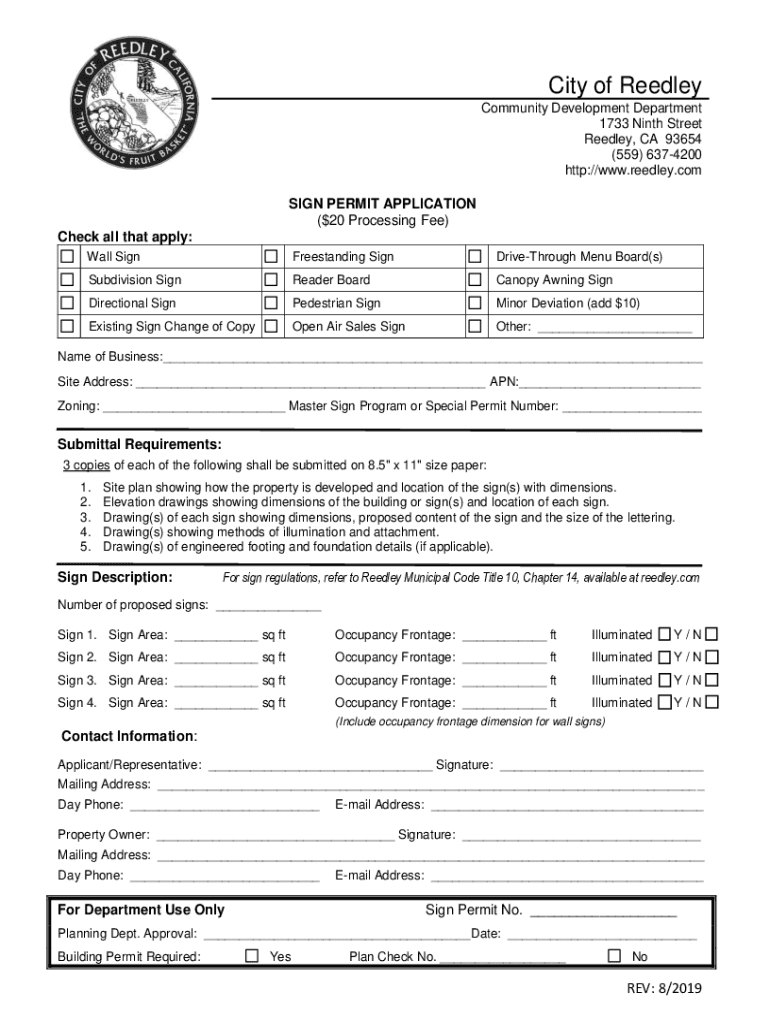 ca sign permit application Preview on Page 1