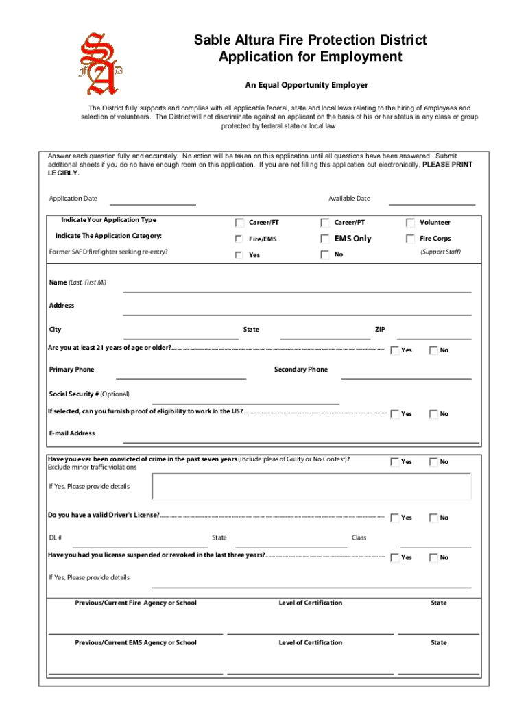 CO Sable Altura Fire Rescue Application And Guide 2019-2022 - Fill and ...