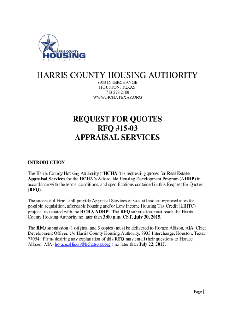 Fillable Online Harris County Housing Authority Affordable Housing