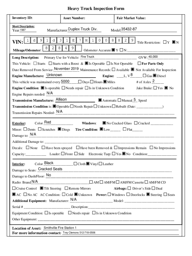 Heavy Truck Inspection Form 8 2 8 4 9 Preview on Page 1