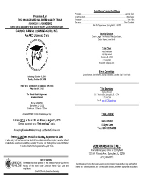Fillable Online PREMIUM LIST- All Breed AKC Agility Trials Entries will ...