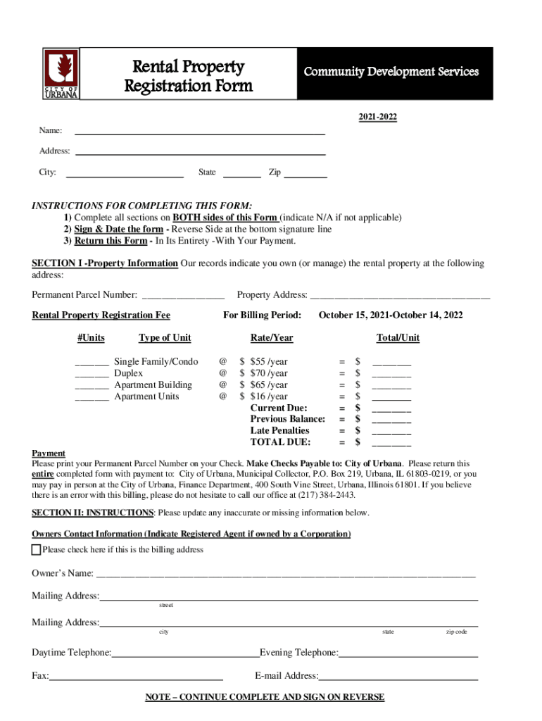 urbanaillinois us sites defaultRental Property Registration Form - urbanaillinois us Preview on Page 1