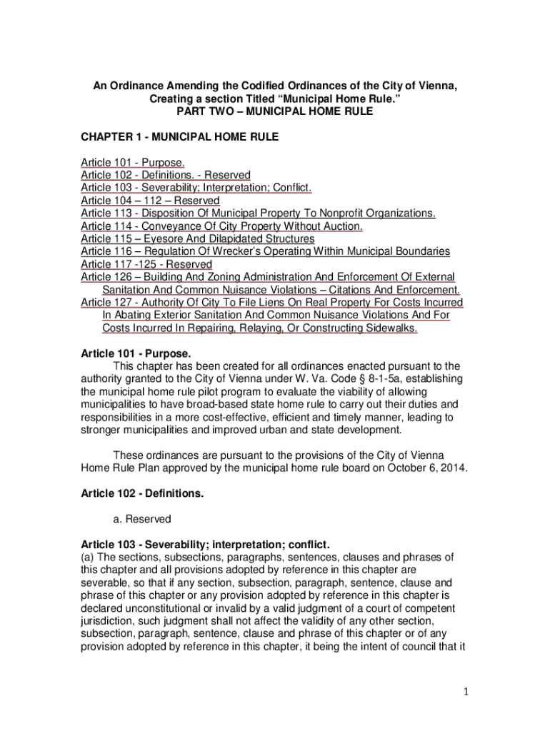 Fillable Online revenue wv An Ordinance Amending the Codified