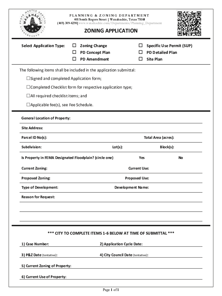 Fillable Online City of Waxahachie Planning Application Cycle Fax Email