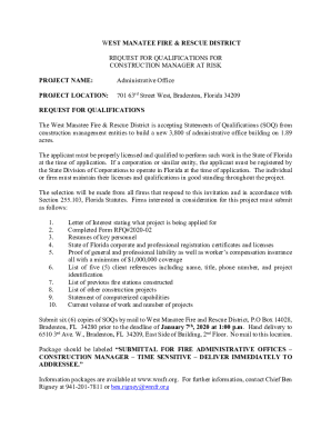 Fillable Online West Manatee Fire and Rescue District Company Profile