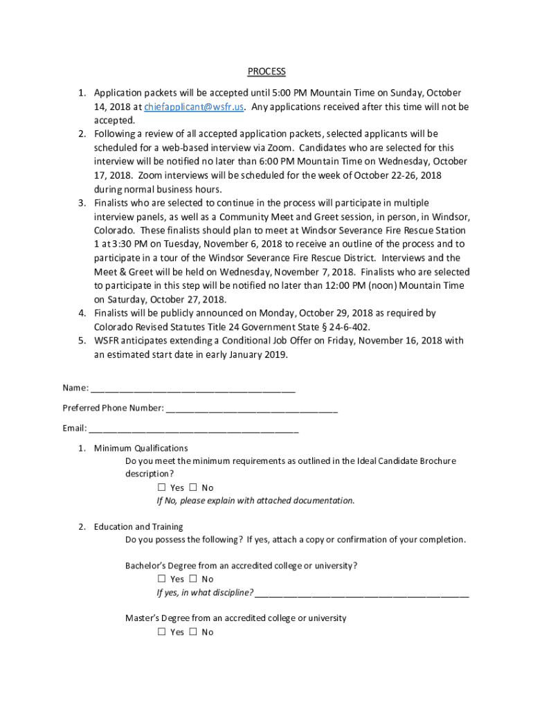 2018-2026 Form CO Windsor Severance Fire Rescue Application - Blank ...