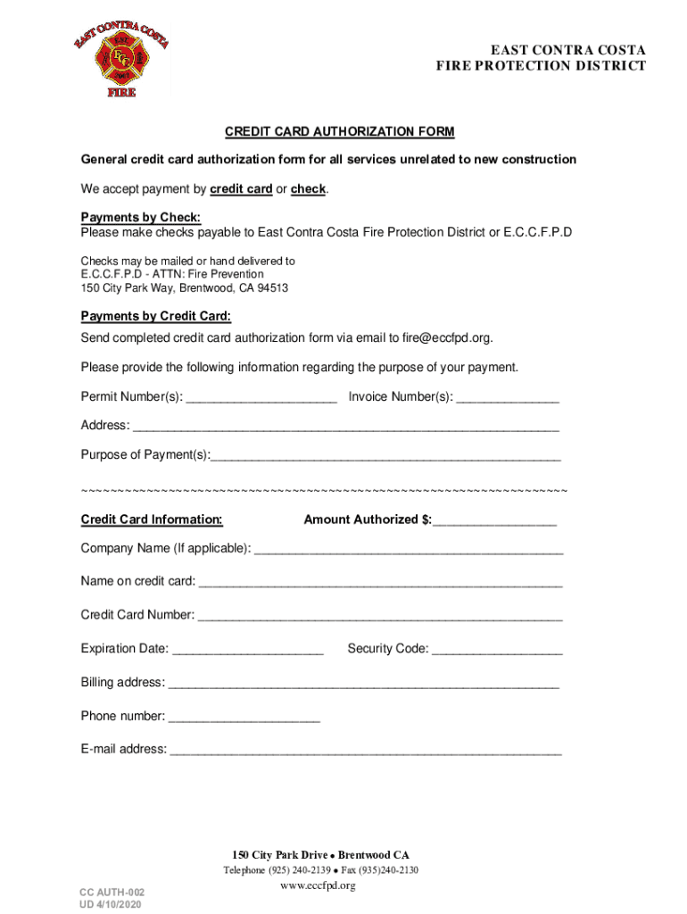 Application FormsContra Costa Fire Protection District Preview on Page 1