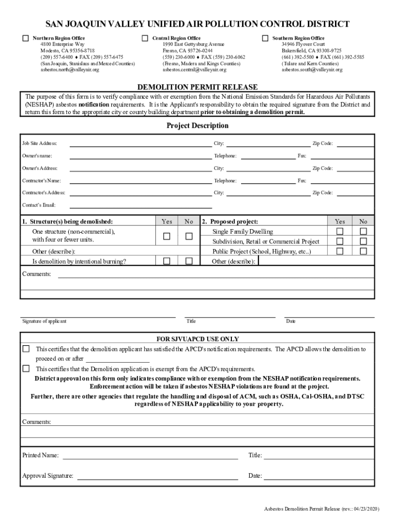 demolition permit release form Preview on Page 1