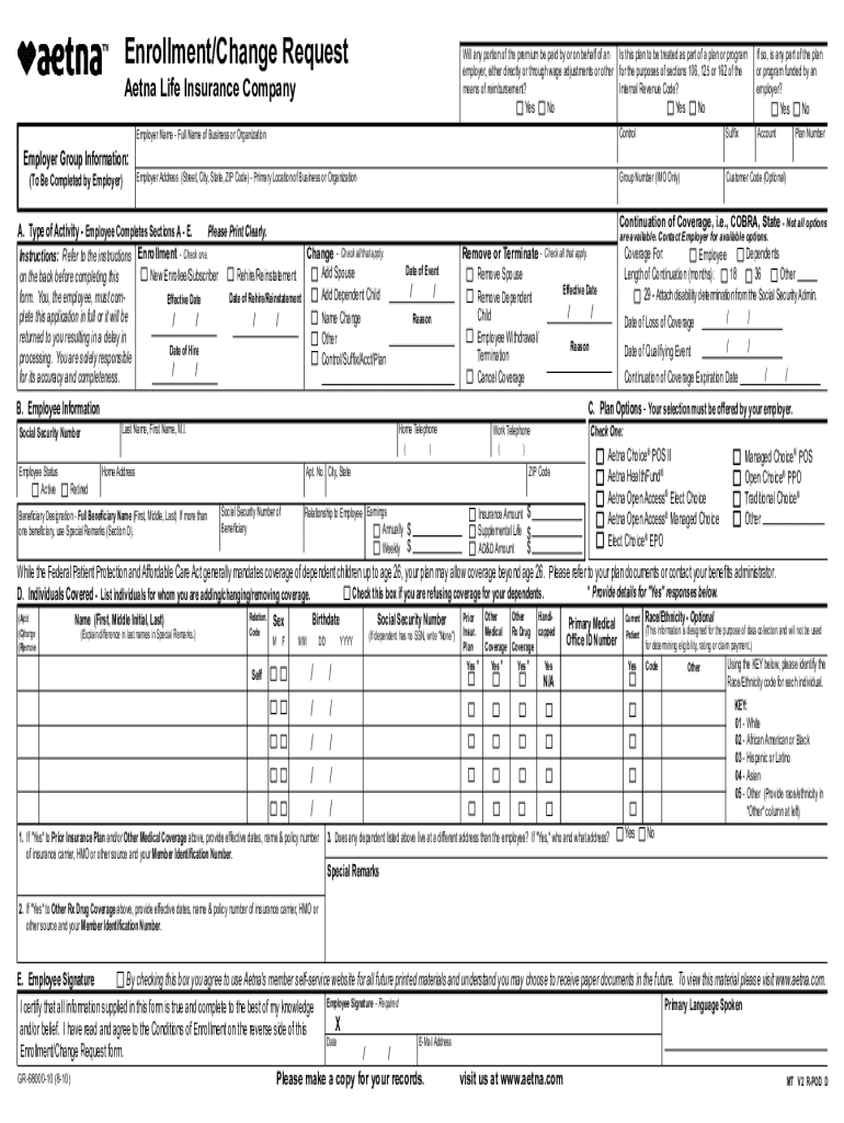 Fillable Online Montana Employee Enrollment Change Form Preview on Page 1