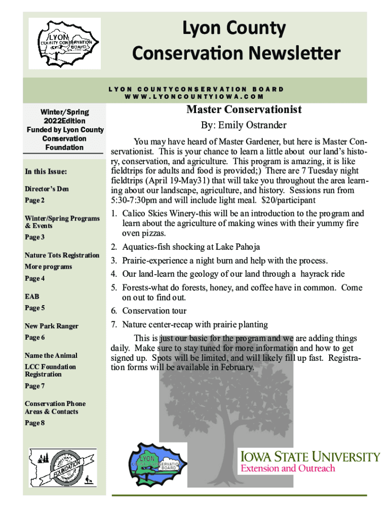 Fillable Online Fillable Online Lyon County Conservation Newsletter
