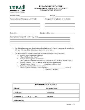 WAIVER OF SUBROGATION REQUEST - LUBA Workers Comp