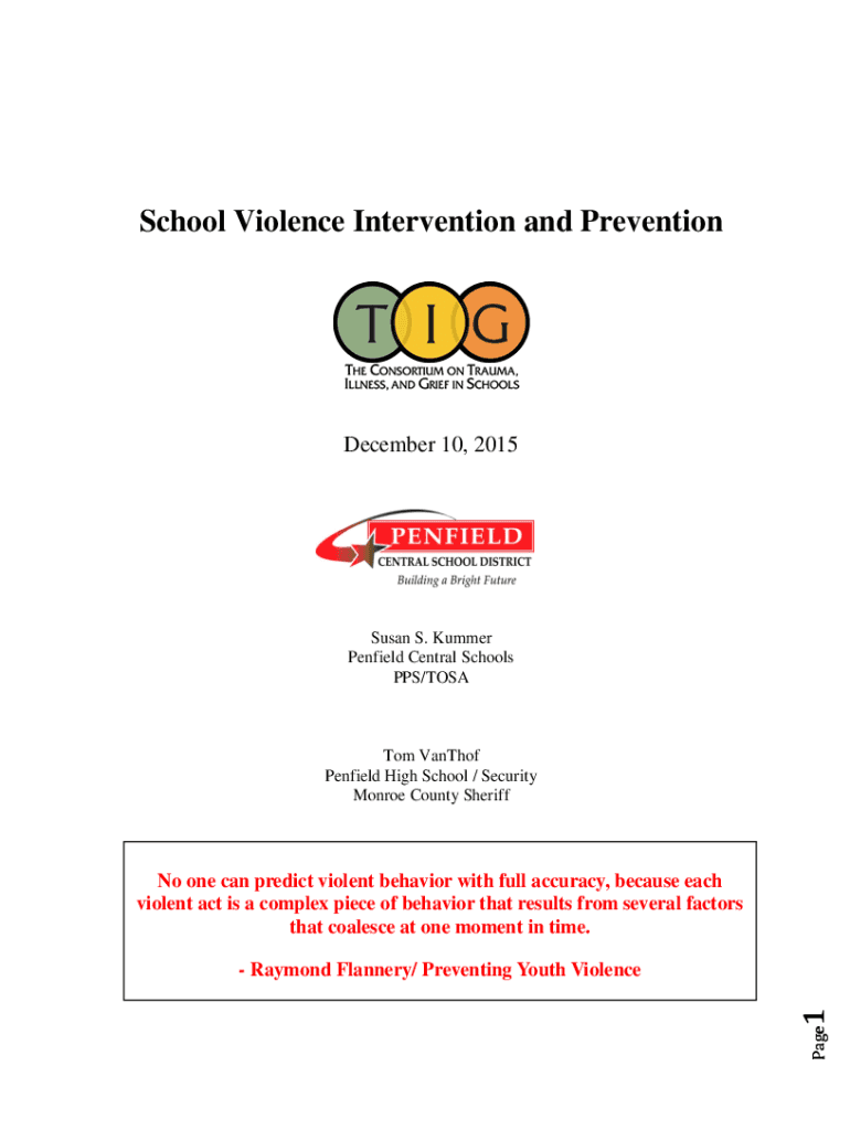 Fillable Online School Violence Prevention and Intervention Responsive Fax Email Print