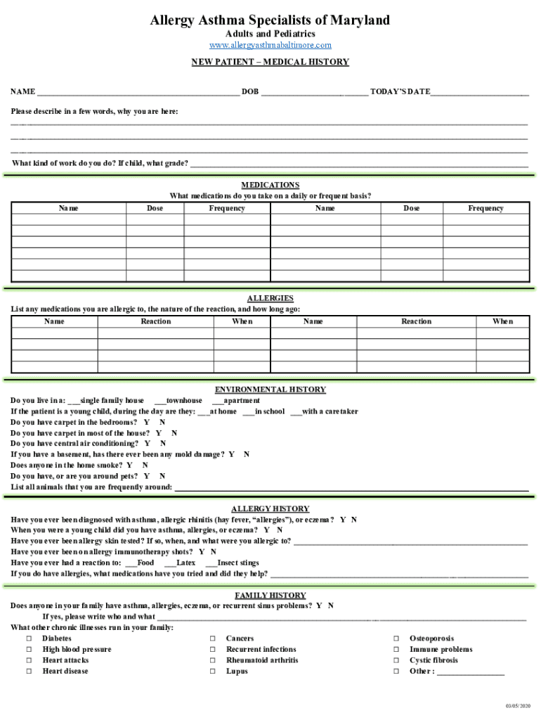 Fillable Online Allergy Asthma Specialists of MarylandWhite Marsh, MD Fax Email Print pdfFiller