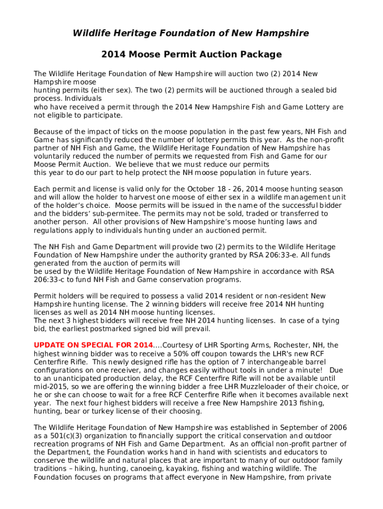 Moose Permit Auction Wildlife Heritage Foundation of New Doc