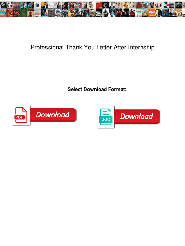 Fillable Online Professional Thank You Letter After Internship