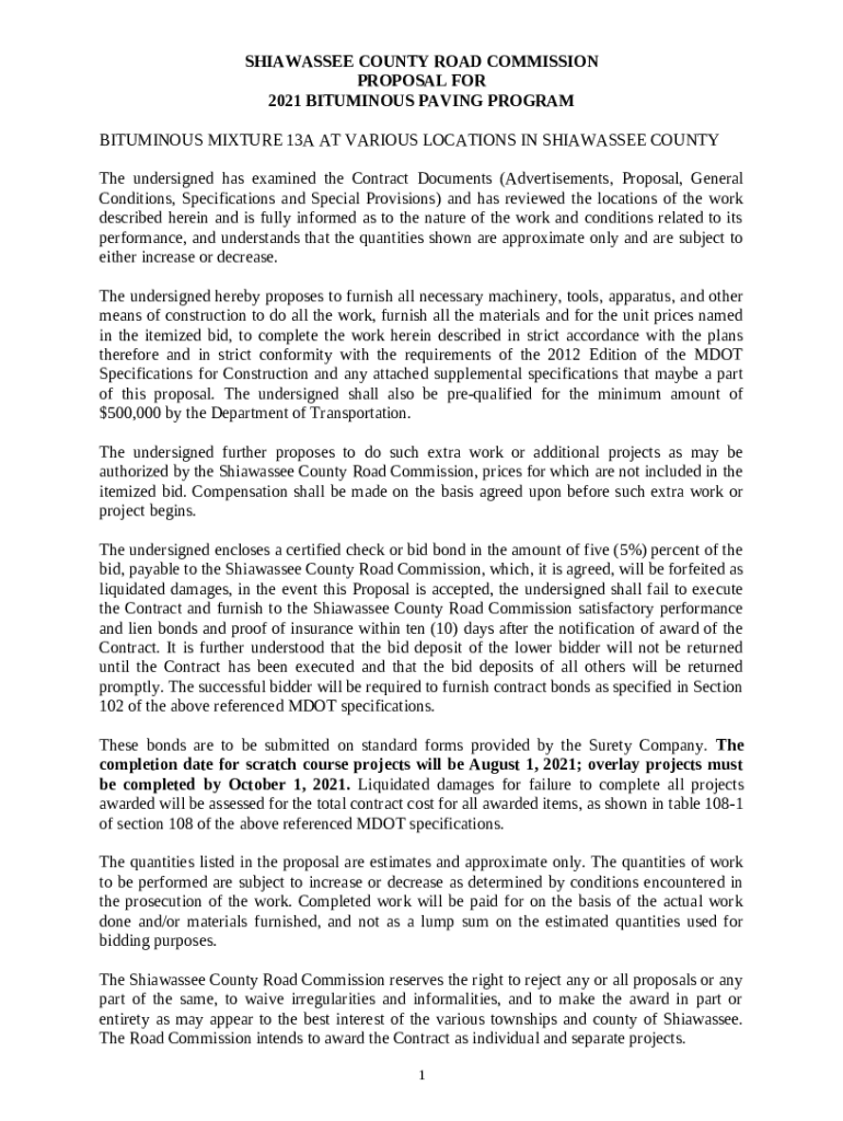 SHIAWASSEE COUNTY ROAD COMMISSION Doc Template pdfFiller