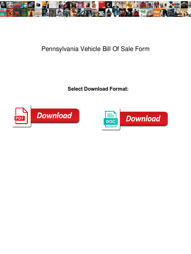 Fillable Online Pennsylvania Vehicle Bill Of Sale Form. Pennsylvania Vehicle Bill Of Sale Form