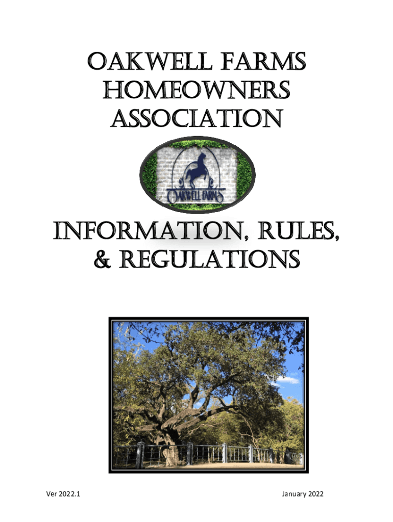 Fillable Online PDF OAKWELL FARMS Homeowners ASSOCIATION Information
