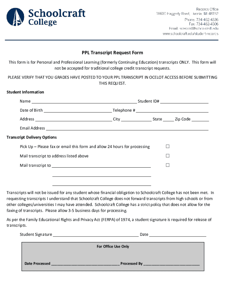 Fillable Online Fill - Free fillable Transcript Request Form PDF form ...