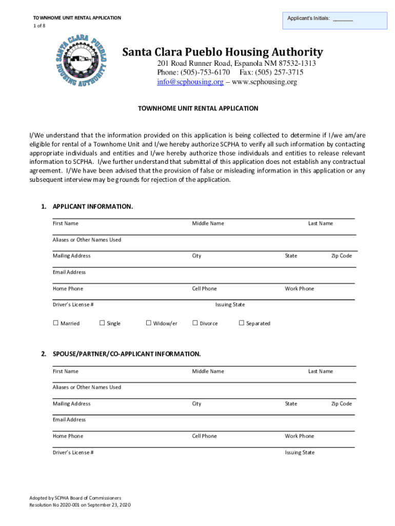 Fillable Online Forms Santa Clara Pueblo Housing Authority Fax Email