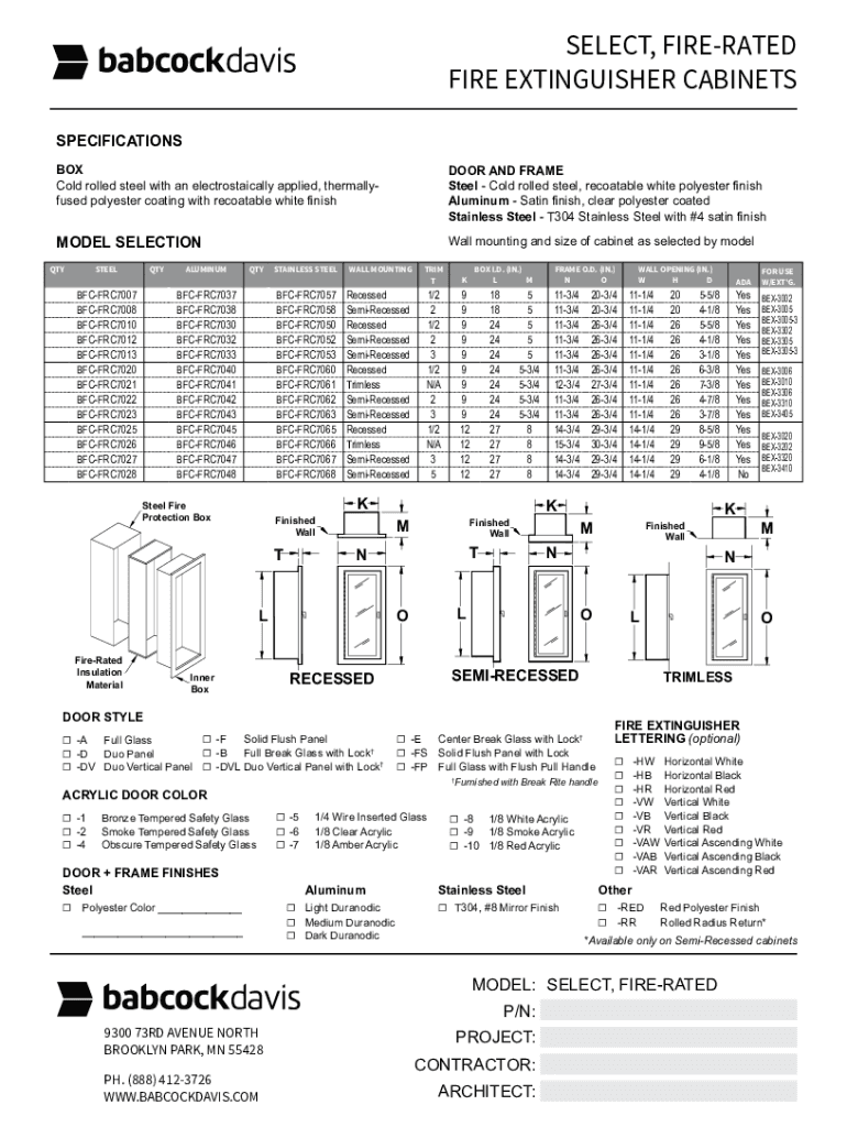 SELECT, FIRE-RATED FIRE EXTINGUISHER CABINETS Preview on Page 1