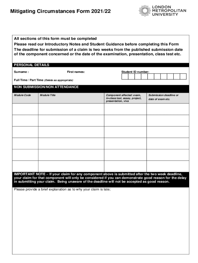 london met mitigating circumstances Preview on Page 1