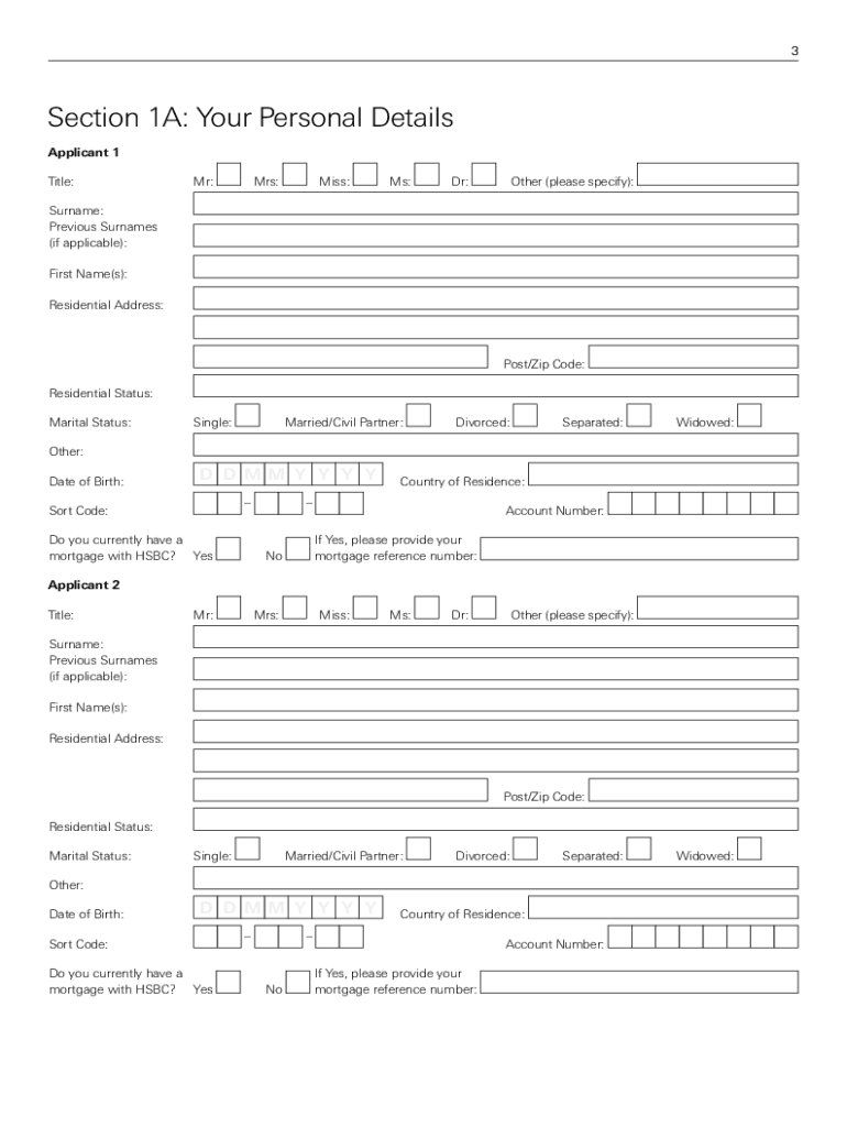 Fillable Online Fillable Online HSBC Domestic Mortgage Application Form Fax Email Print