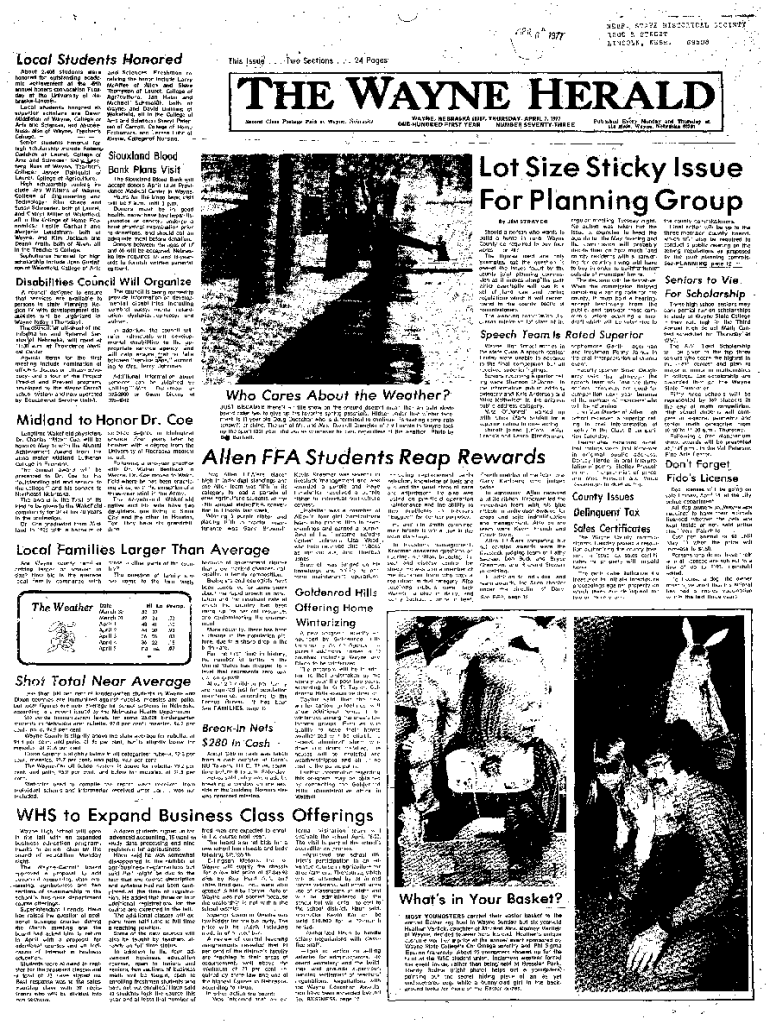 Fillable Online newspapers cityofwayne Nebraska State Historical