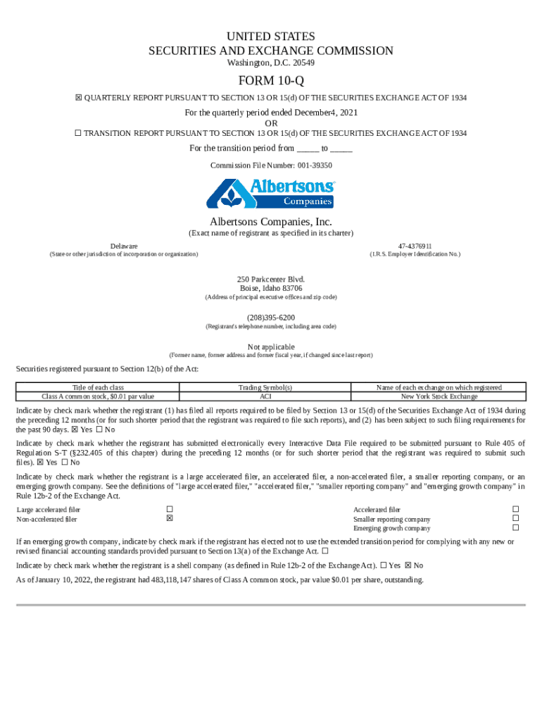 Albertsons Companies, Inc. (. EDGAR Online Pro Doc Template pdfFiller