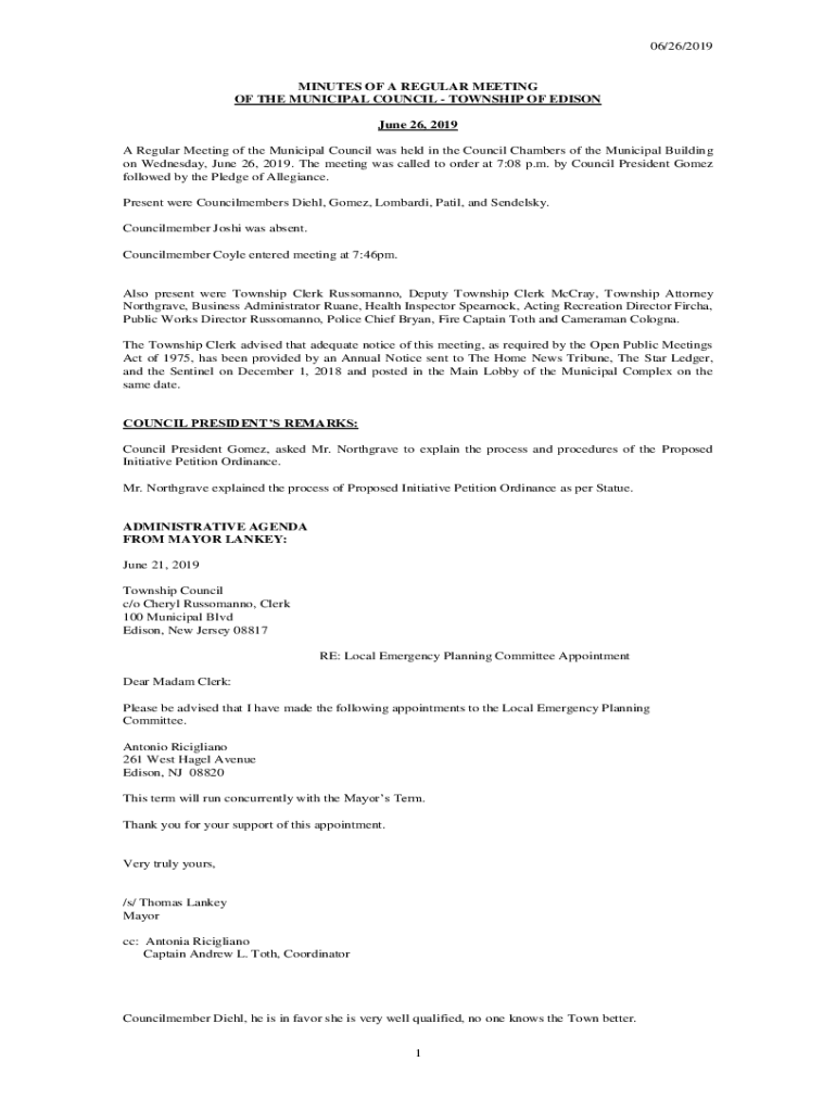 Fillable Online Township of Edison Zoning Board of Edison, New
