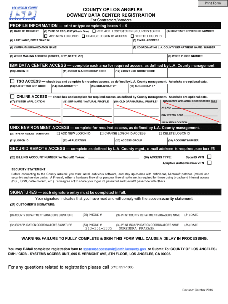 Contractors Registration Application in South Downey, CA Preview on Page 1