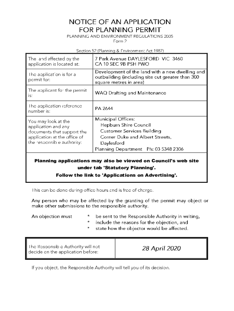 Fillable Online www.hepburn.vic.gov.auwpcontentuploadsNOTICE OF AN