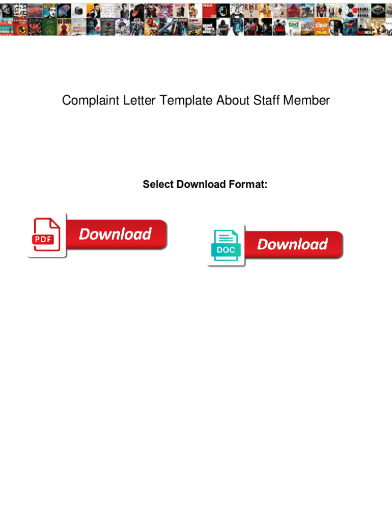 Fillable Online Complaint Letter Template About Staff Member Complaint 