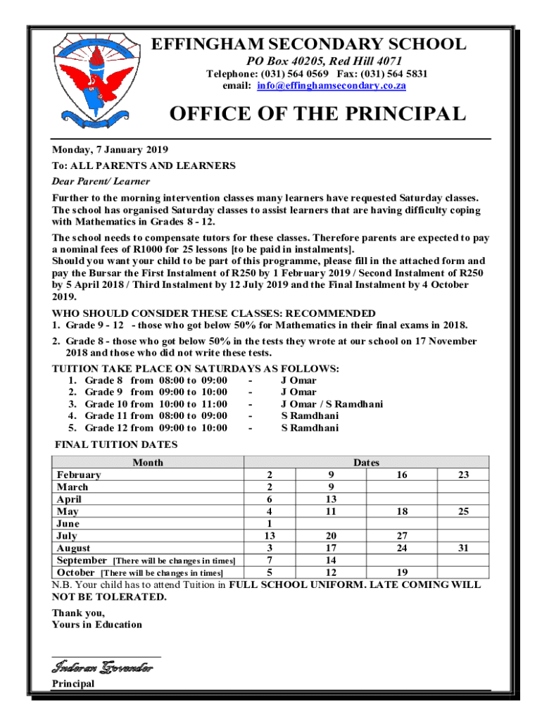 south africa school tuition Preview on Page 1